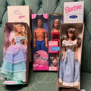 4 piece lot of vintages Barbies & a Ken doll! 2 are new in box. 95, 97, 97, 00.